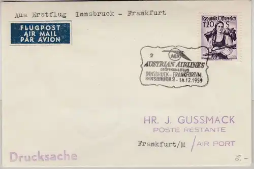 Österreich - AUA Eröffnungsflug Innsbruck-FFM, Lupo-Drucksache 1959