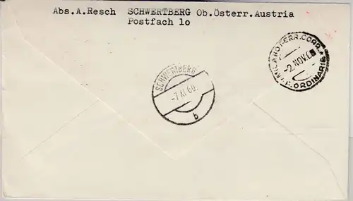 Österreich - AUA Erstflug Wien - Milano, Schmuckkuvert 1960