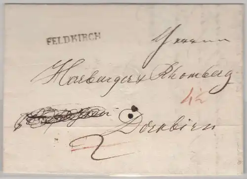 Österreich - Feldkirch (1836), L1 a. Portobrief n. Dornbirn, Express-Vermerk