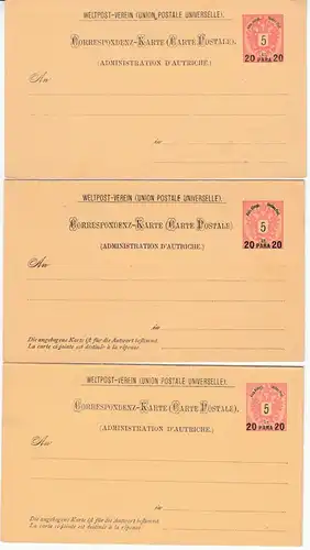 Österreich/Levante - 8 versch. GA-Karten/Antwortkarten Ausgabe 1883/1890