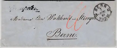 Schweiz - Gampelen, Schreib-L1 a. Portobrief n. Bern 1861, ohne Inhalt