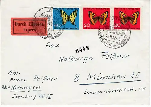 DR/BRD - Wertingen, 6 Heimatbelege/interessantes Pöstchen 1937/62