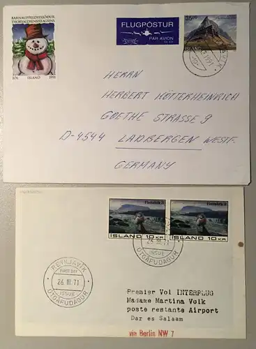 Island - 18 Belege (FDC, Luftpost, Einschreiben etc.) ex1961/94
