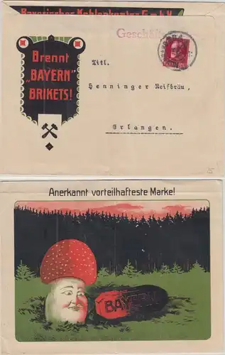 Bayern - 10 Pfg. Ludwig illustr. Firmenbrief Geschäftspapiere Nürnberg 1917 n.