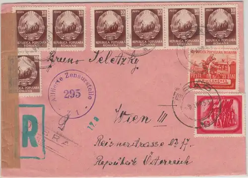 Rumänien - Brad 1953 Einschreibebrief n. ÖSTERREICH, österr. Zensurverschluss
