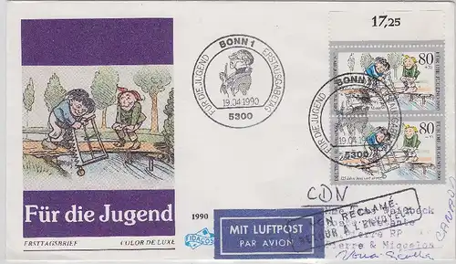 BRD - 2x80 Pfg. Jugend Luftpostbrief/FDC n. St. Pierre & Miquellon (!!) 1990