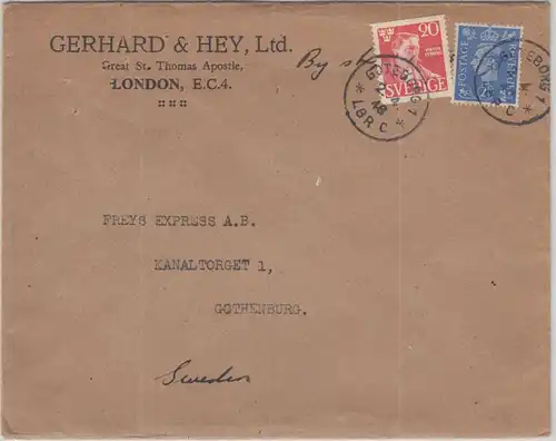 England/Schweden - Brief London - Göteborg 1948 2-Länder-Frankatur