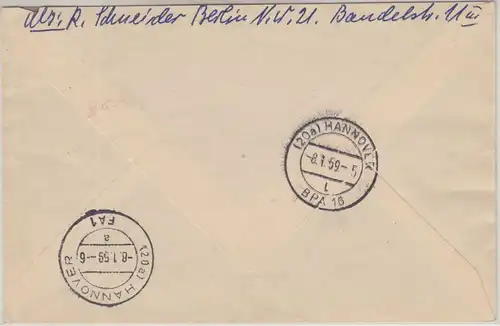 Berlin - 70+60+5 Pfg. Stadtbilder II Luftpost Einschreiben Eilbrief NW21 1959 n.