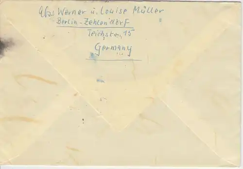 Berlin - 25 Pfg. u.a. Stadtbilder II Luftpostbrief n. CANADA SW11 - Truro 1956