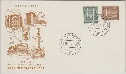 Berlin - 30+60 Pfg. Stadtbilder II Schmuck-FDC Charlottenburg 16.11.57