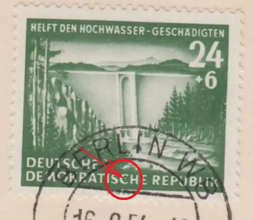 DDR - 20/24 Pfg. Hochwassergeschädigte Plattenfehler Schmuck-FDC Berlin 25.2.55