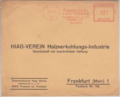 Österreich - 24 Gr. AFS HIAG-Werke Brief Wien - Frankfurt a.M. 1936