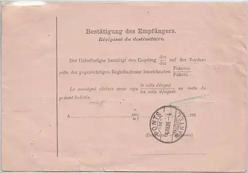 Österreich - 10 H. Ganzsache + Zusatz Wertpaketkarte i.d. SCHWEIZ Wien 1906 n.