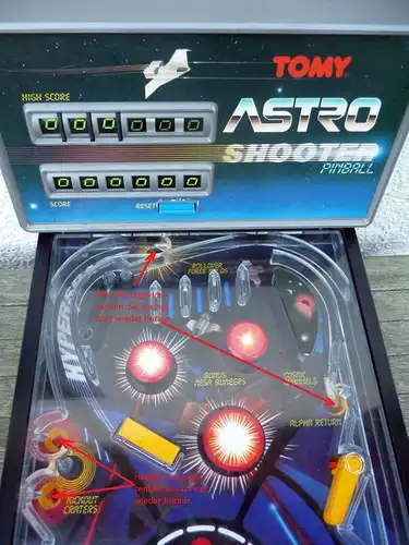 Tomy Tischflipper Astro Shooter Pinball 