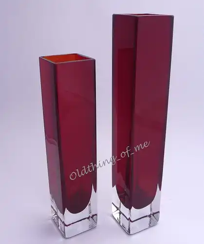 1 rote Solifleur Glasvase Blockvase Murano