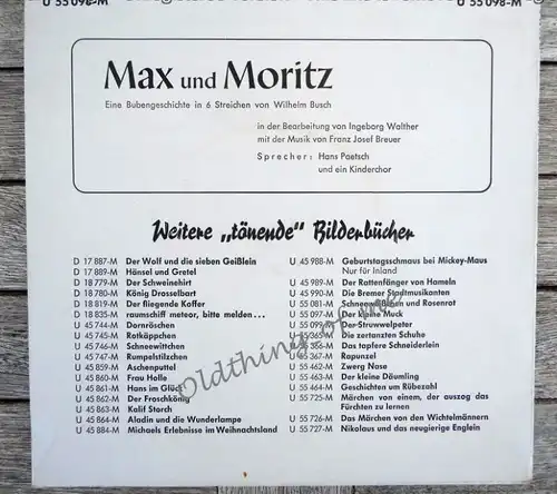 Max und Moritz Single Vinyl Schallplatte 7\\\"