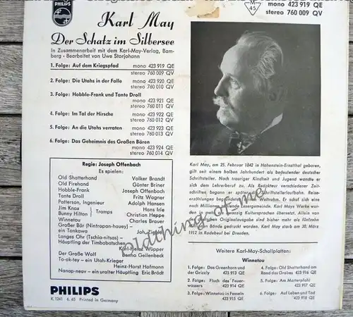 Der Schatz im Silbersee Karl May Single Vinyl Schallplatte 7\"