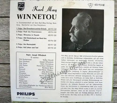 Winnetou Karl May 1.Folge Single Vinyl Schallplatte 7\\\\\\\"