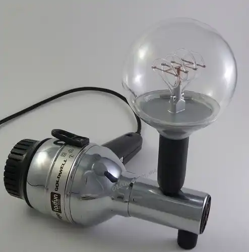 Tischlampe Fön Wigo Taifun GOLDWELL LED DIY Upcycling chrom schwarz