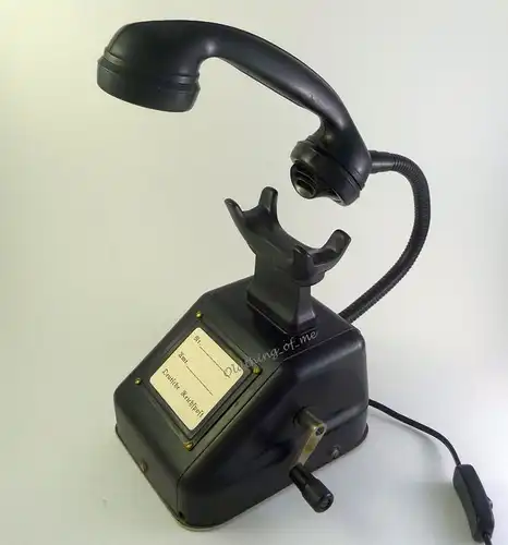 Altes Telefon OB33 als Tischlampe ( W48 W38 ) Streckentelefon, Kurbelinduktor 