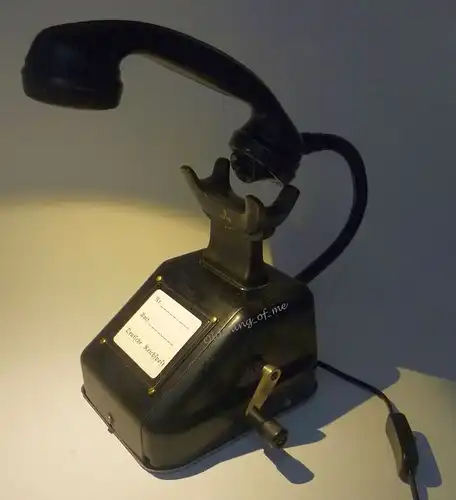 Altes Telefon OB33 als Tischlampe ( W48 W38 ) Streckentelefon, Kurbelinduktor 