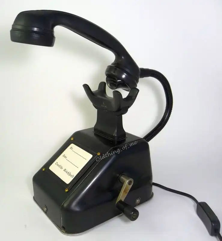 Altes Telefon OB33 als Tischlampe ( W48 W38 ) Streckentelefon, Kurbelinduktor  2