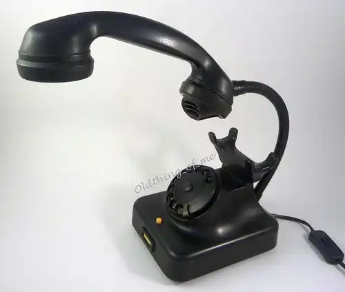 Tischlampe schwarzes Bakalite Telefon mit Schwanenhals LED Technik Telefonlampe