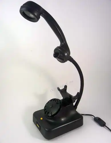 Tischlampe schwarzes Bakalite Telefon mit Schwanenhals LED Technik Telefonlampe