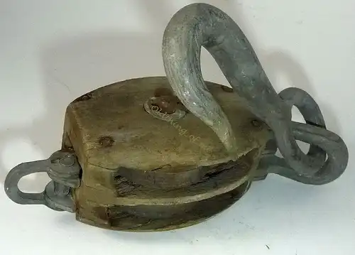 Alte antike Holz Umlenkrolle Schiff Seilzug Flaschenzug Bauer