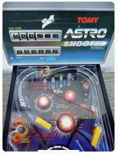 Tomy Astro Shooter Pinball Kinderflipper Tischflipper