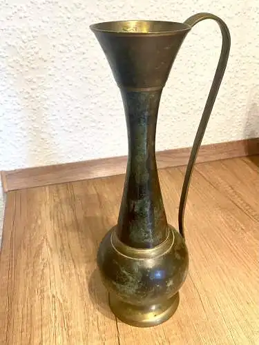 Schlanke Messingvase Patina 50er Mid Century 
