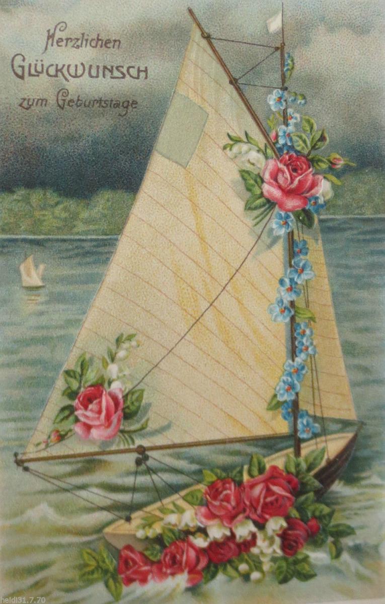 Geburtstag, Schiff, Rosen, 1908 ♥ (9349) Nr. 10976 oldthing