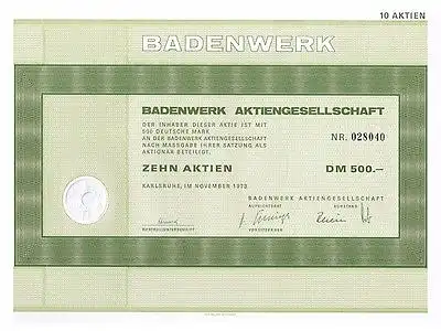23424 HWP / Badenwerk AG,  500 DM, November 1973