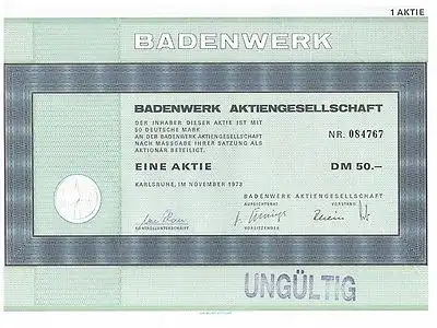 23423 HWP / Badenwerk AG,  50 DM, November 1973