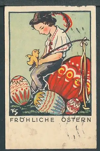 32585 AK,   Grußkarte ,,Fröhliche Ostern“ (1933)