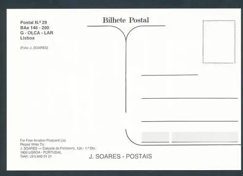 [Ansichtskarte] G . OLCA - LAR, BAe 146 - 200. 