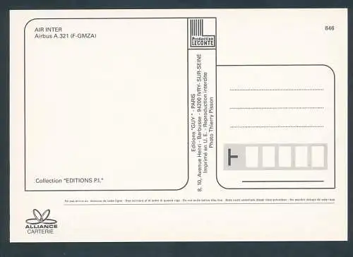 [Ansichtskarte] AIR INTER, Airbus A-321 (F-GMZA). 