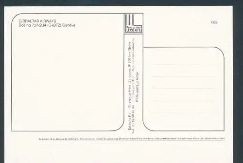 [Ansichtskarte] GIBRALTAR AIRWAYS, Boeing 737-2U4. 
