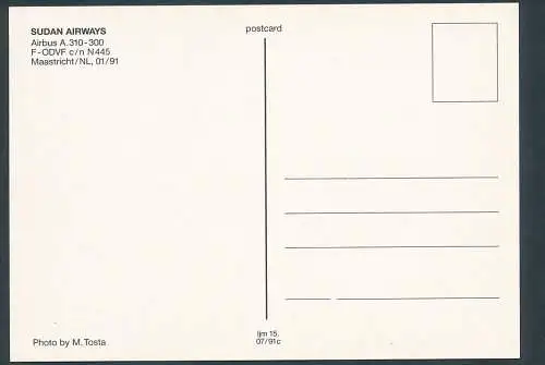 [Ansichtskarte] SUDAN AIRWAYS, Airbus A. 310-300. 