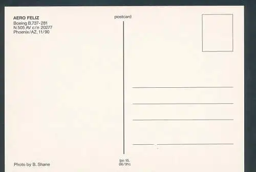 [Ansichtskarte] AERO FELITZ, Boeing B 737-281. 