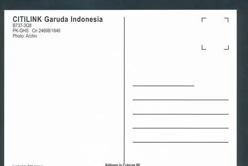 [Ansichtskarte] CILTILINK GARUDA INDONESIA, B737-3Q8. 