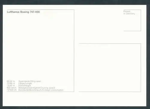 [Ansichtskarte] LUFTHANSA, Boeing 747-400. 