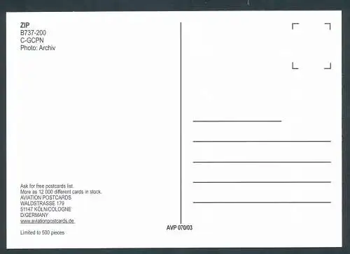 [Ansichtskarte] ZIP, B737-200. 