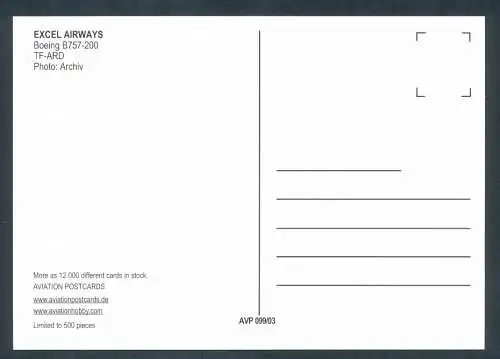 [Ansichtskarte] EXCEL AIRWAYS, Boeing B757-200. 