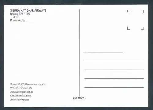 [Ansichtskarte] SIERRA NATIONAL AIRWAYS, Boeing B757-200. 