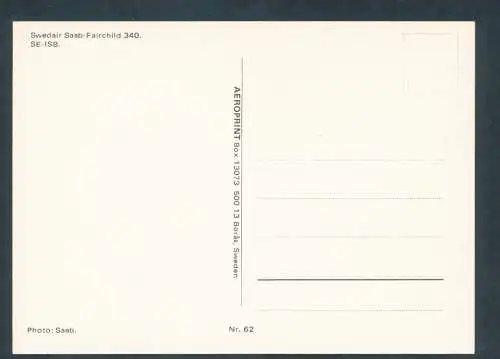 [Ansichtskarte] SWEDAIR, Saab-Fairchild 340. 