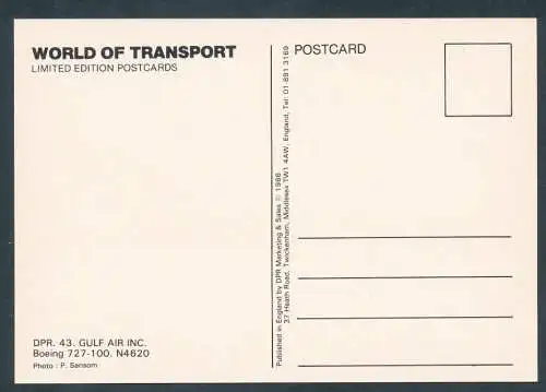 [Ansichtskarte] GULF AIR INC., Boeing 727-100. 