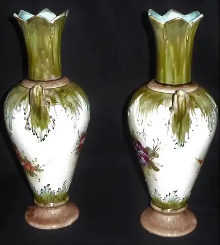 Paar Antike Vasen Amphoren Villeroy & Boch Schramberg 949