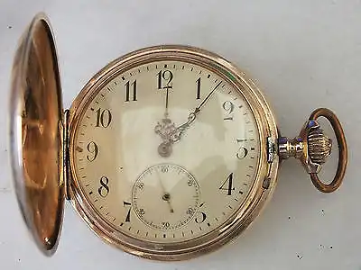 Schöne Taschenuhr Union Glocke Gold 585, Sprungdeckel, 3 Deckel Gold TOP
