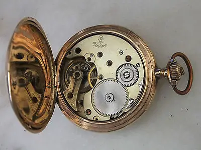 Schöne Taschenuhr Union Glocke Gold 585, Sprungdeckel, 3 Deckel Gold TOP 6